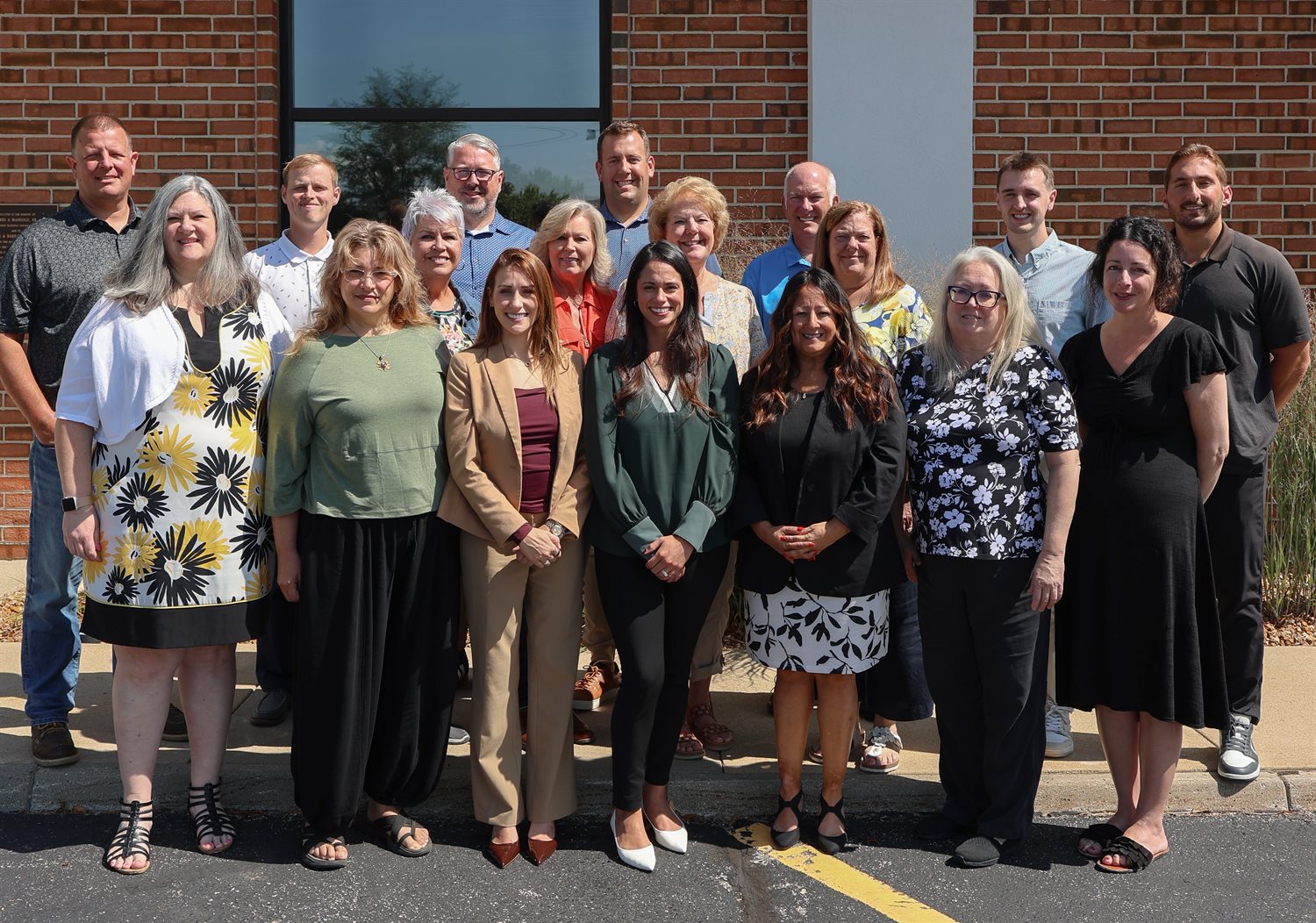 The Mangold Insurance team outside their Burlington, Wisconsin office
